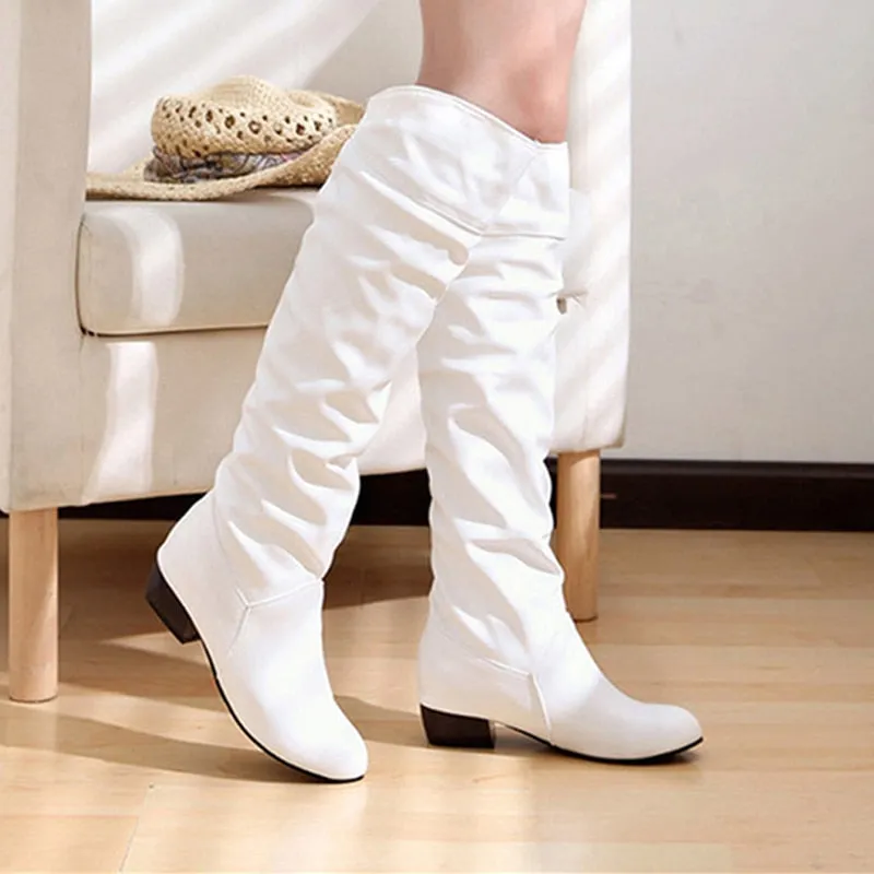 2022 Autumn Winter Women Boots Mid-Calf Martin Boots Brand Fashion Female Stretch Cotton Fabric Slip-on Boots Flat Shoes Woman