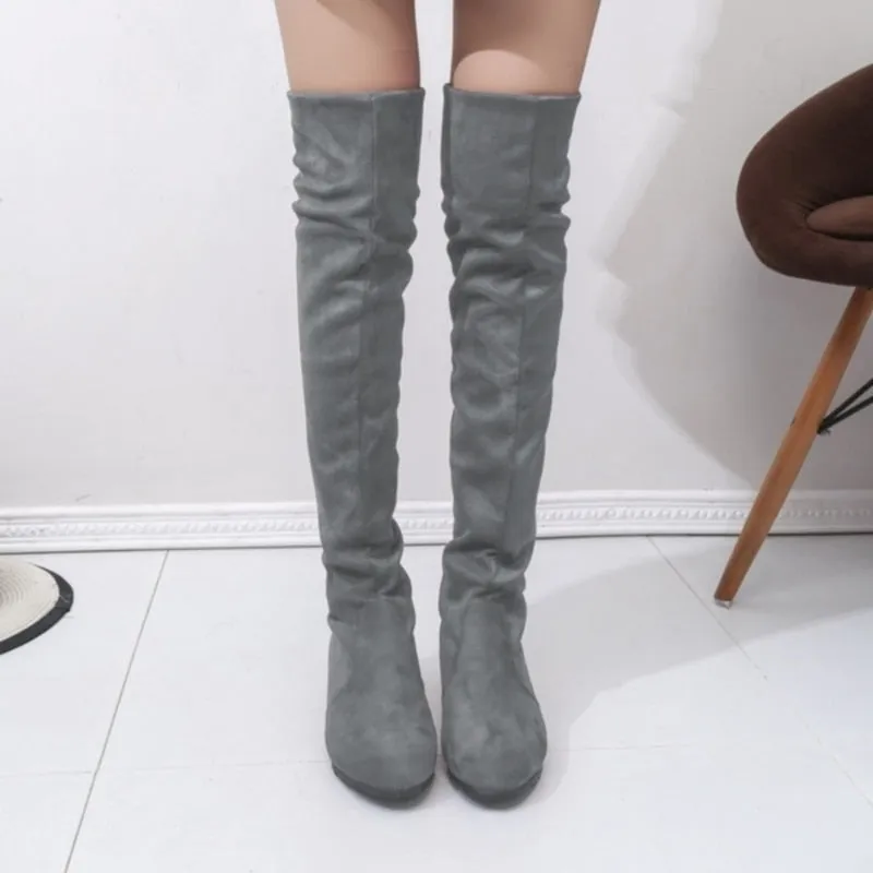 2022 Autumn Winter Women Boots Mid-Calf Martin Boots Brand Fashion Female Stretch Cotton Fabric Slip-on Boots Flat Shoes Woman