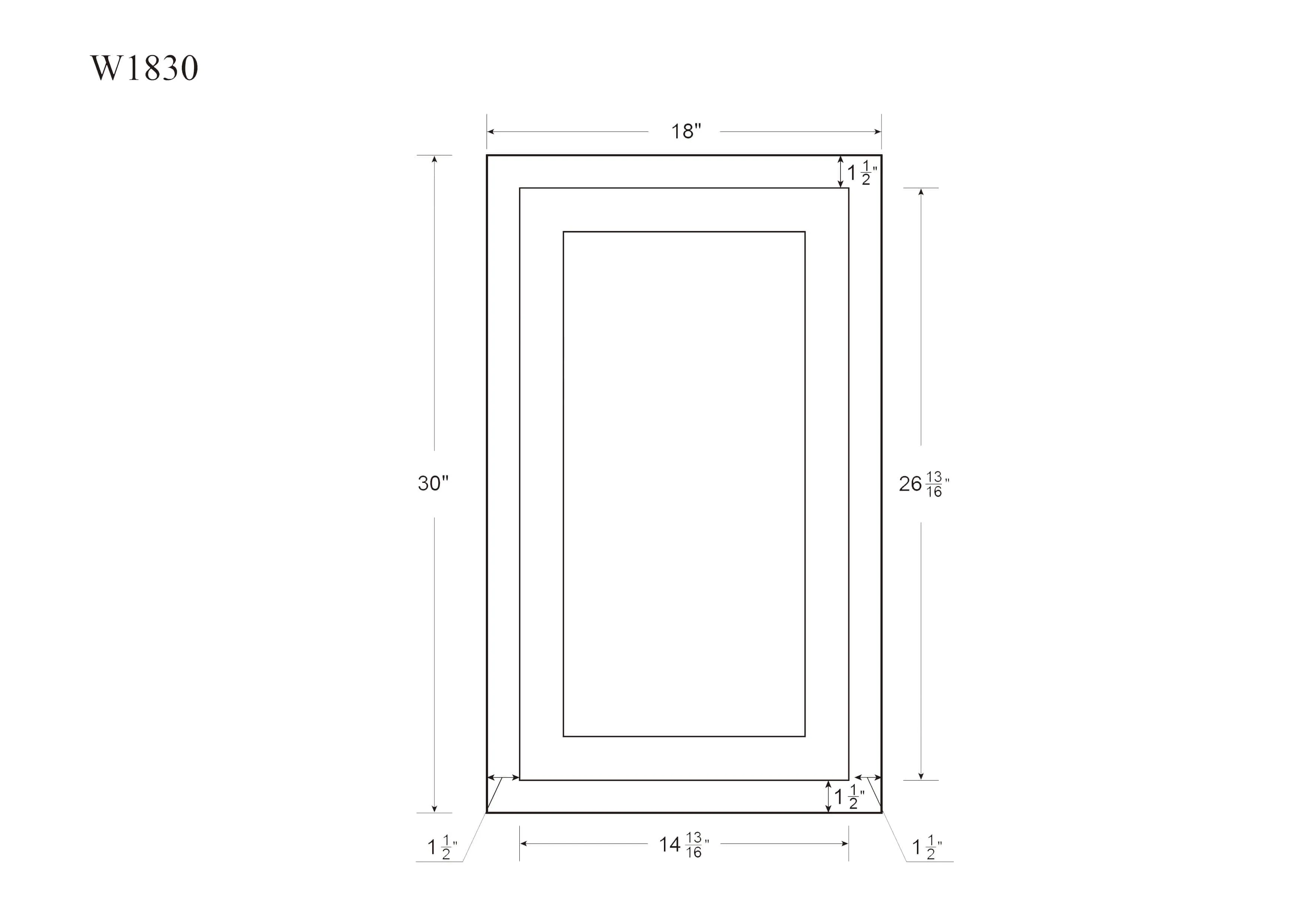 36" Tall Elegant Oak 1-1/4" Overlay Shaker Wall Cabinet - Single Door 9", 12", 15", 18" & 21"