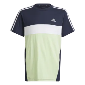 adidas 3 Stripe TIB Tee - Boys - Legend Ink/Semi Green Spark/White