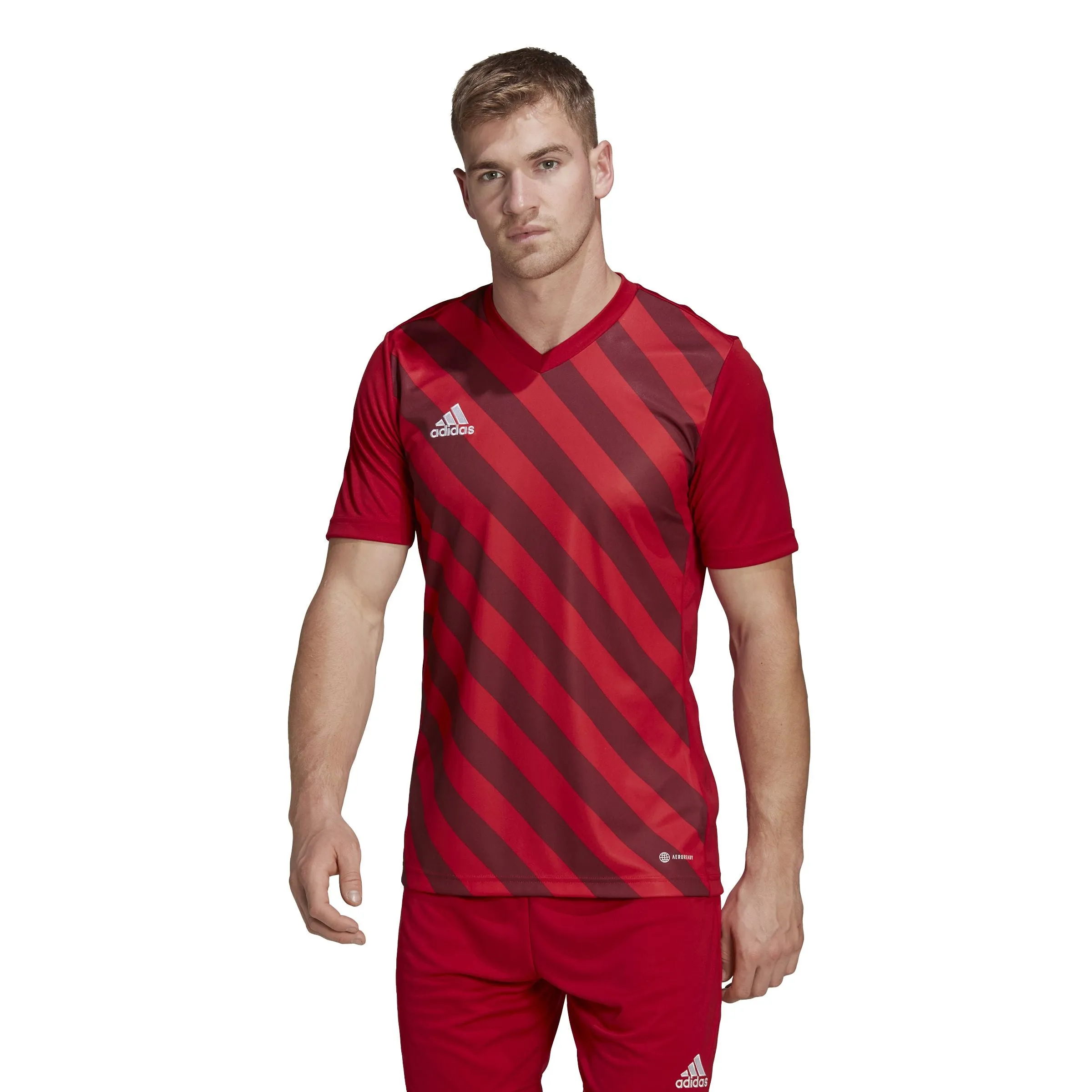 Adidas Entrada Striped Jersey - Adult - Red / Black