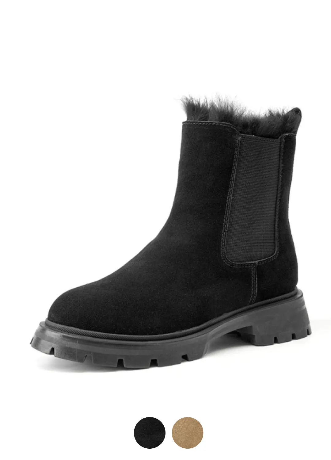 Alberti Women's Suede Leather Chelsea Black Boots