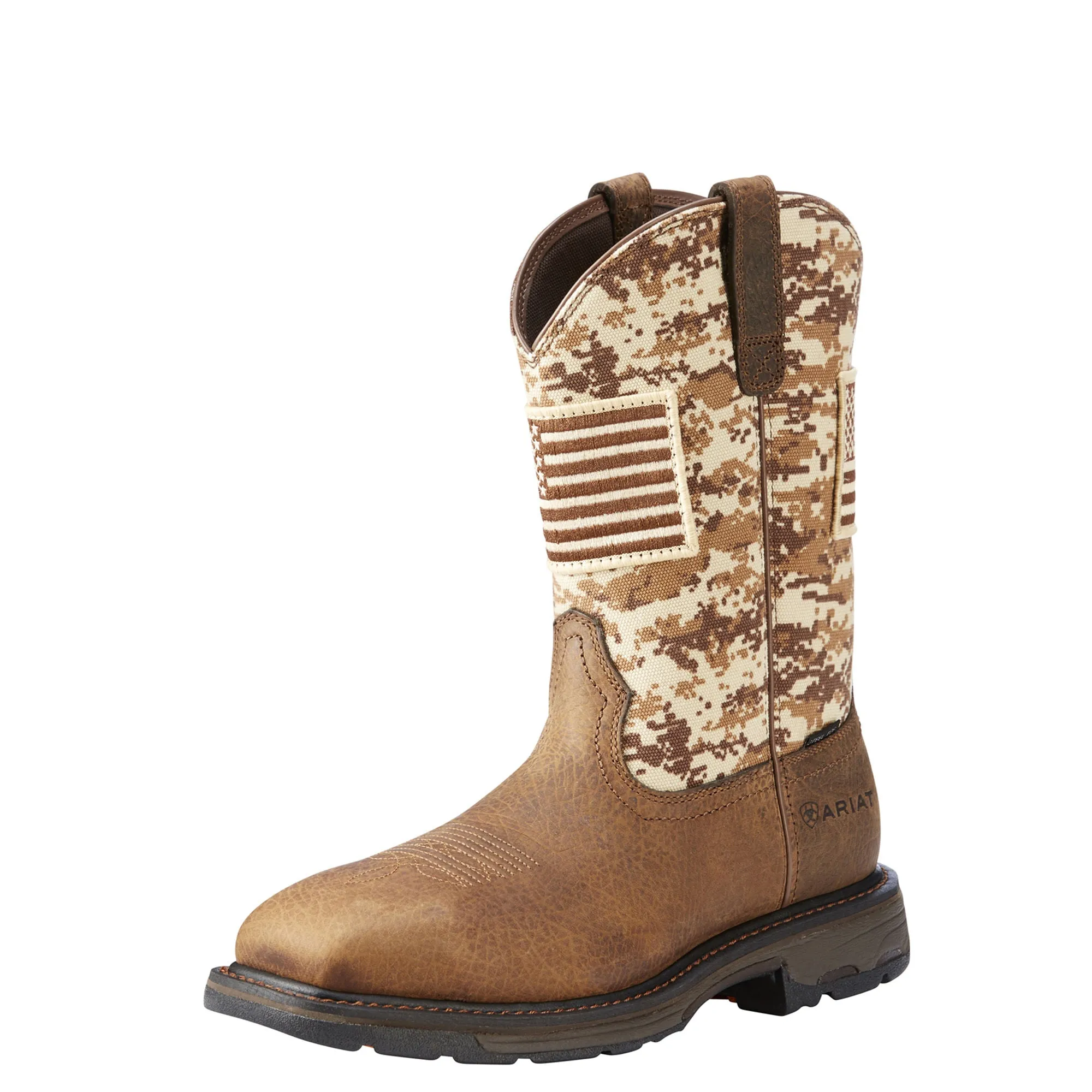 Ariat Mens Workhog Patriot Steel Toe Work Boot Earth/ Sand Camo