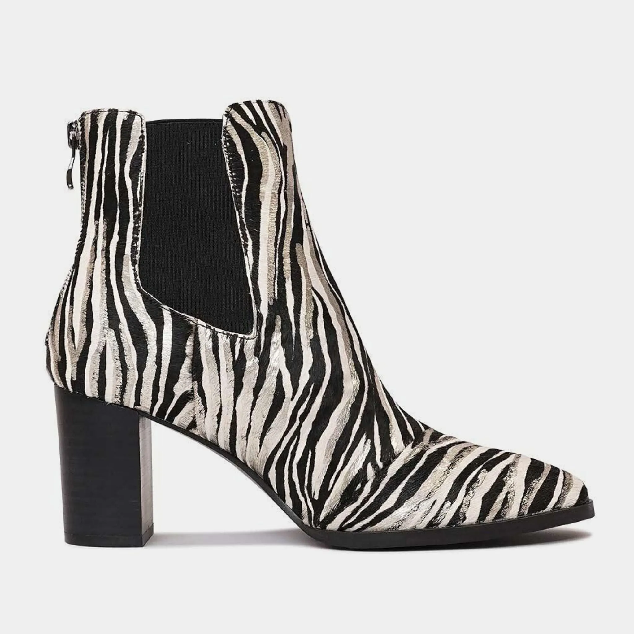 Ayer Zebra Metallic Pony Ankle Boots