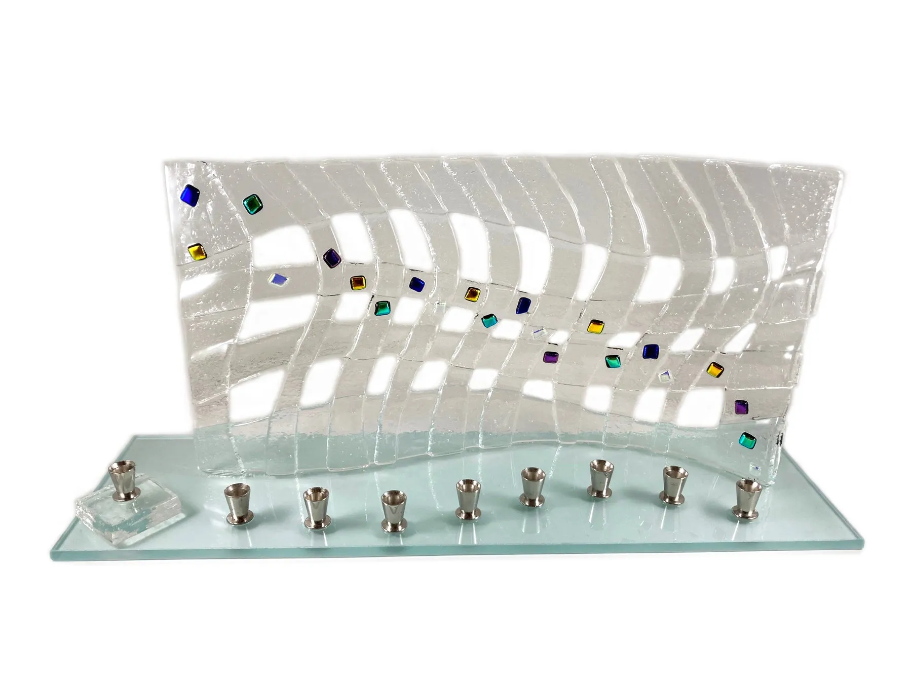 Beames Designs Elegant Frosted Wave Glass Menorah