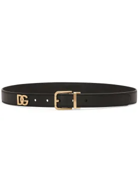 Black Leather Logo Plaque Belt