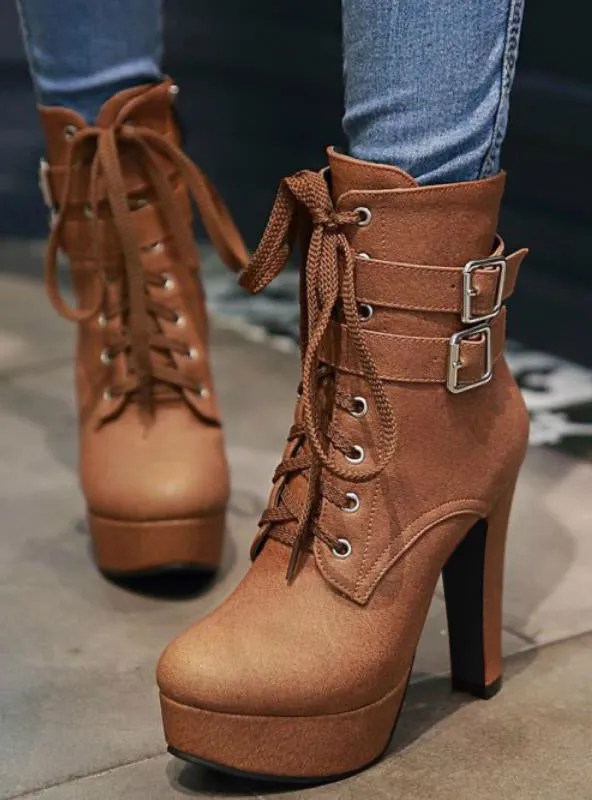 Boots High Heels Ankle Boots Platform Shoes Brand