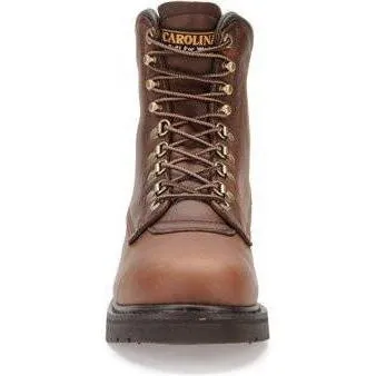 Carolina Men's Sarge Hi USA Made 8" Plain Toe Work Boot Amber Gold 809