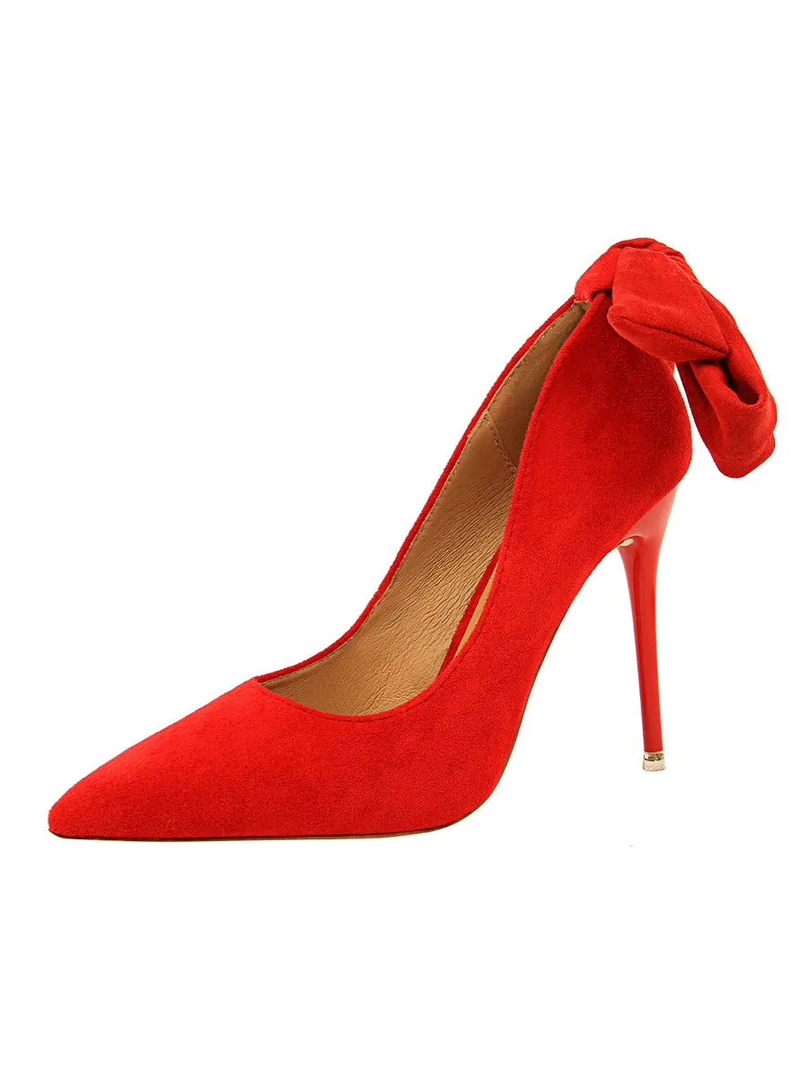 Cashmere Shallow Mouth Pointed Bow Shoes