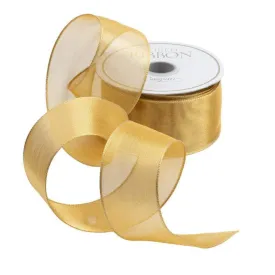 CASPARI- Sheer Gold Wired Ribbon - 9 Yard Spool