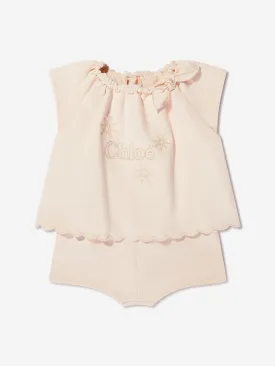 Chloé Baby Girls Organic Cotton Romper in Pink