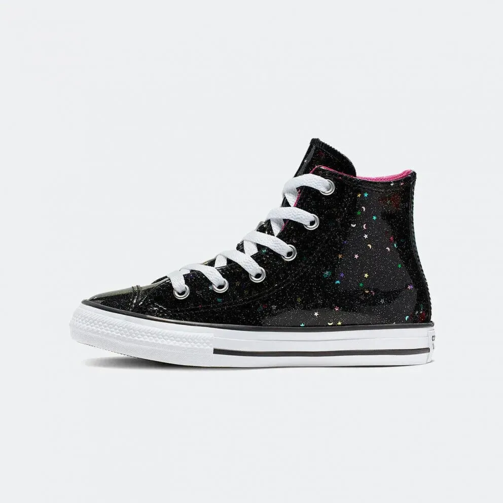 Converse CTAS 665105C Junior Kid's Black Galaxy Shimmer Sneaker Shoes C321