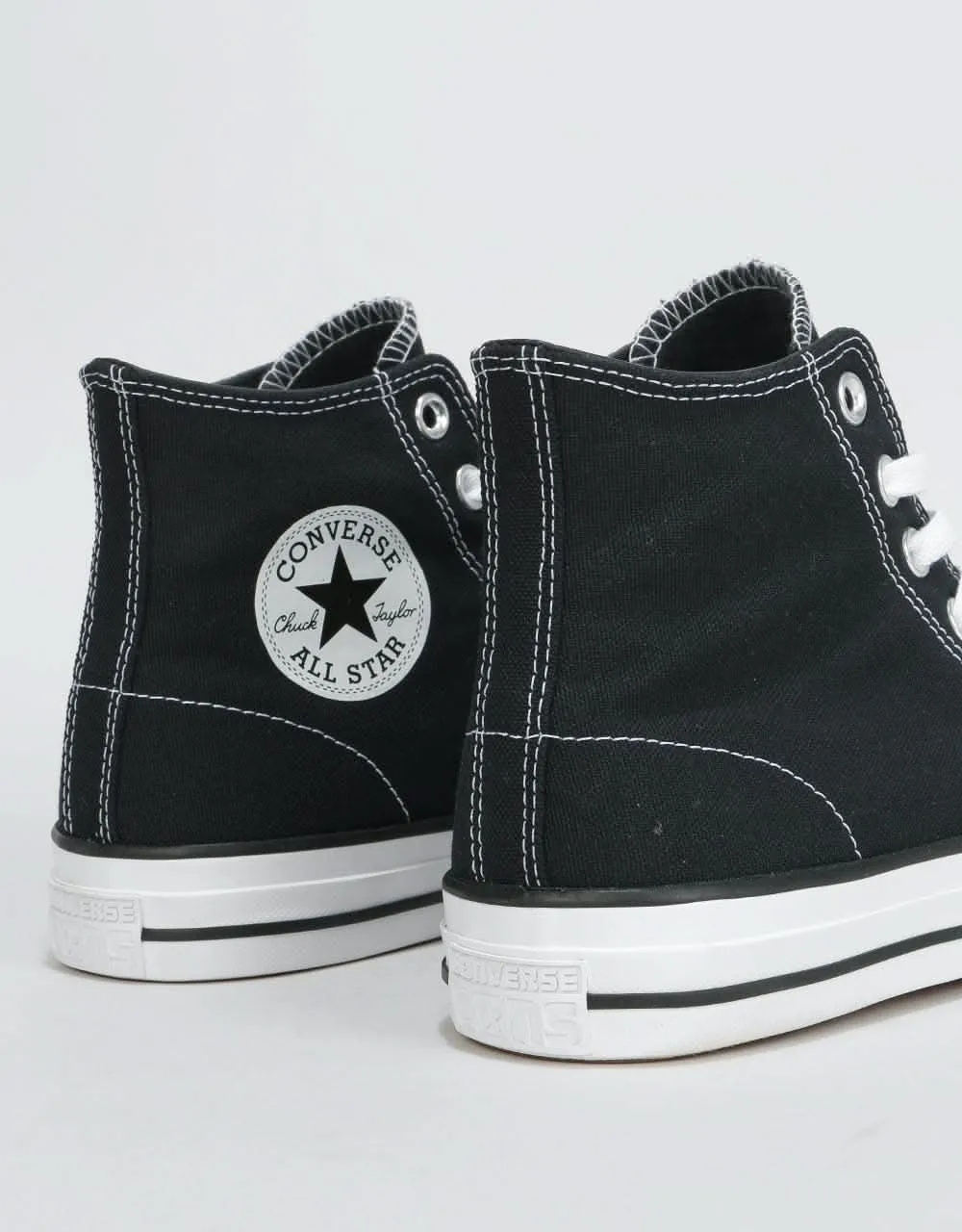 Converse CTAS Pro High Canvas Skate Shoes - Black/Black/White