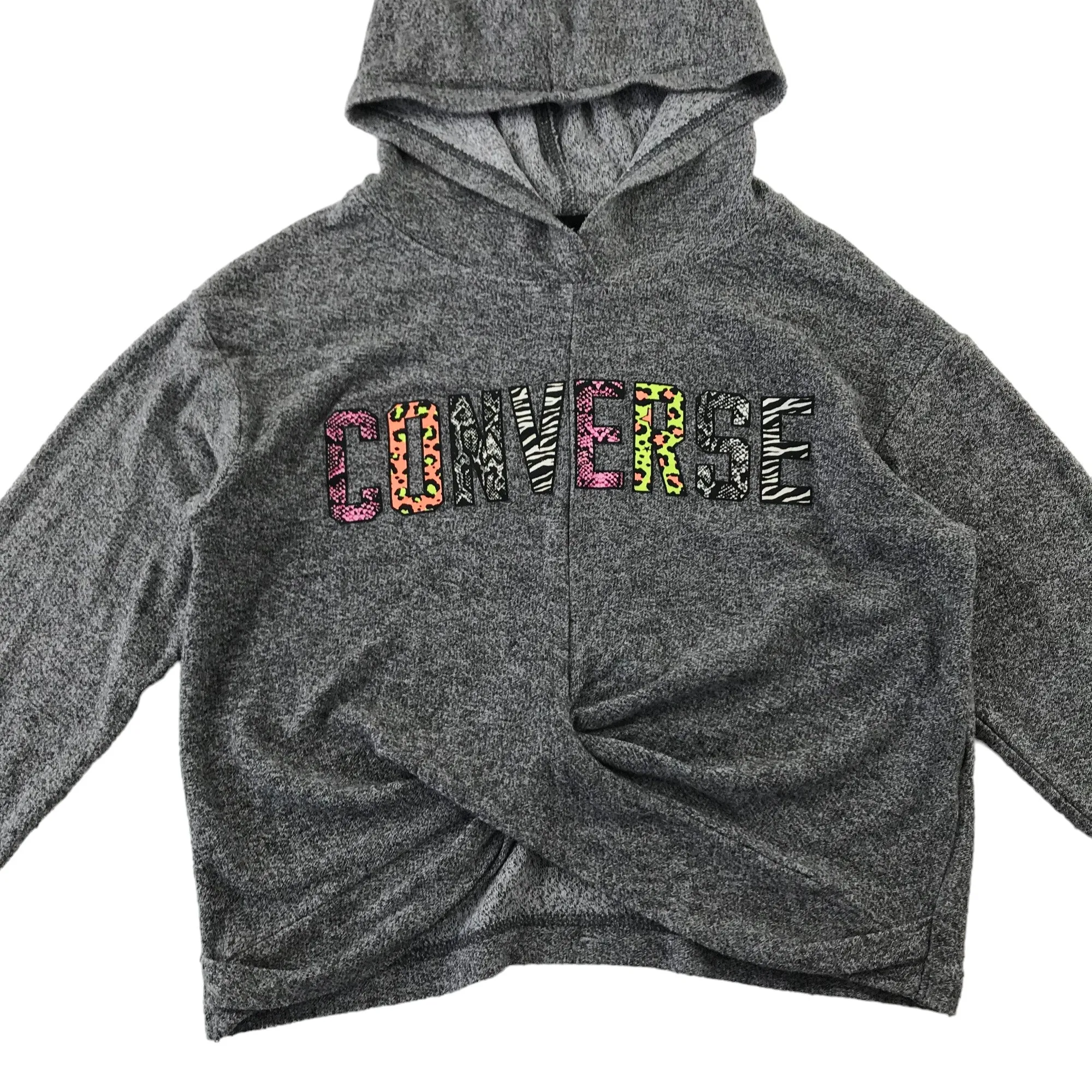 Converse hoodie 8-10 years grey cropped twist detail multicolour logo