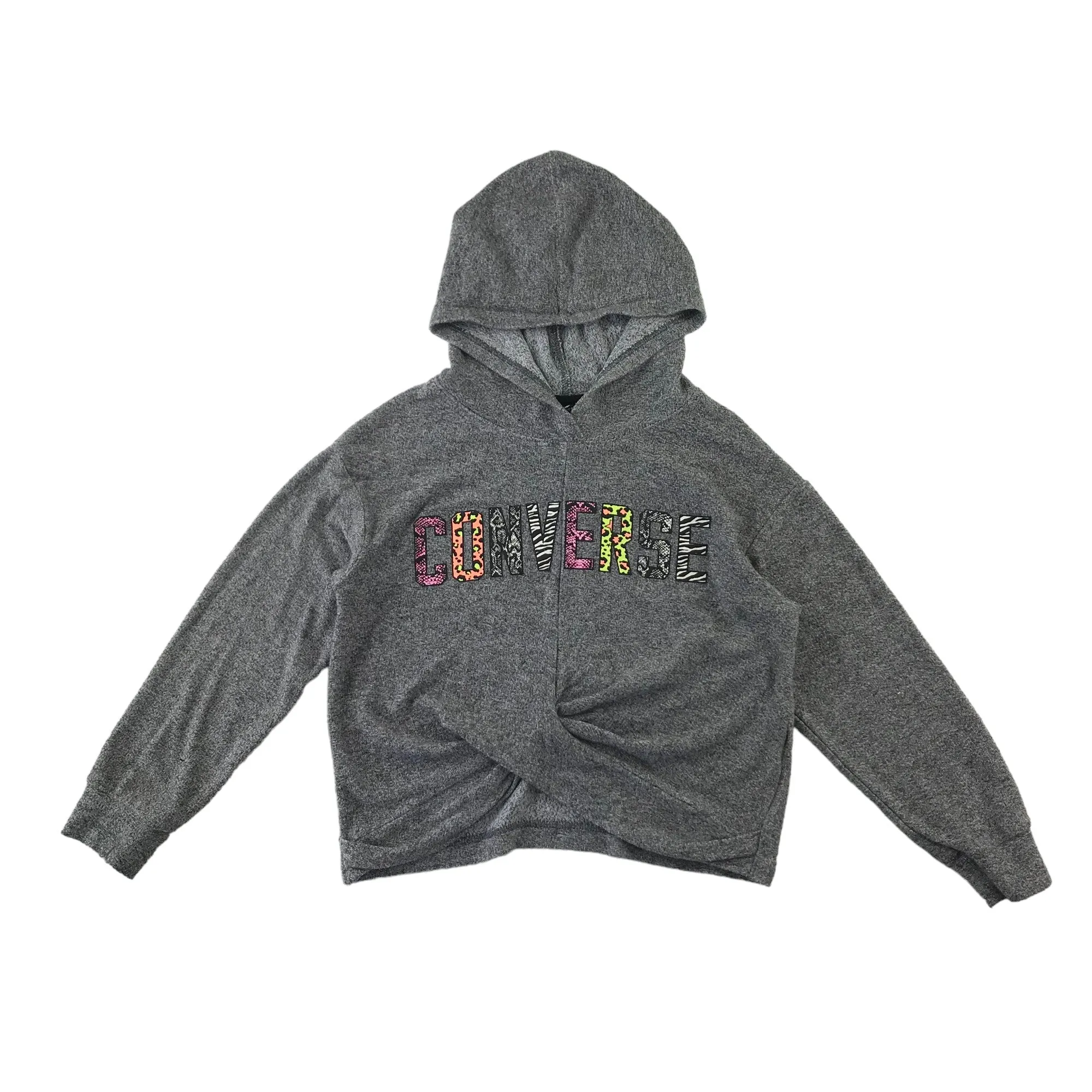 Converse hoodie 8-10 years grey cropped twist detail multicolour logo