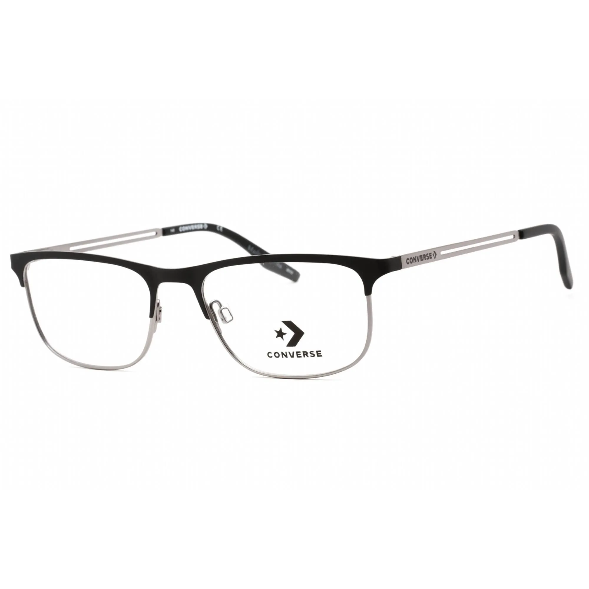 Converse Men's Eyeglasses - Full Rim Matte Black Metal Rectangular Frame | CV1000 001