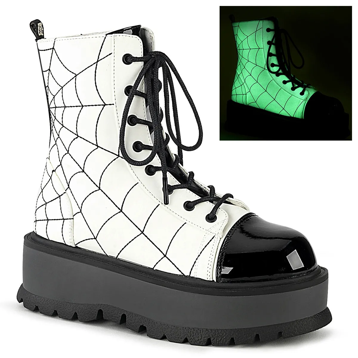 Demonia Slacker-88 Ankle Boot W/Spider Web Details