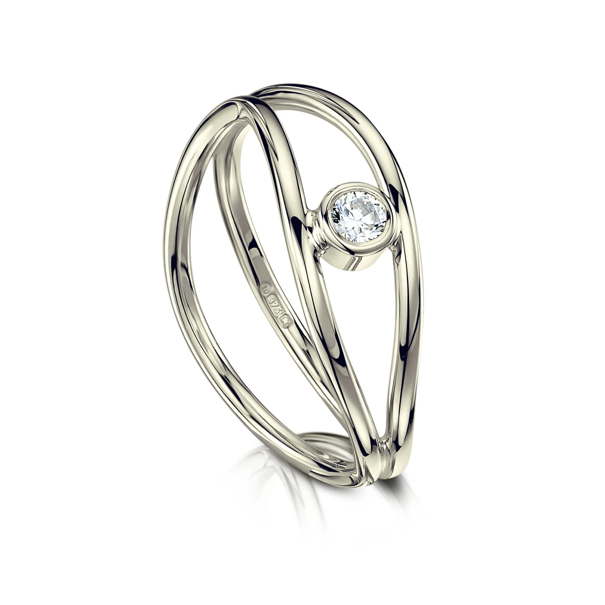 Diamond Double Stacking Wave Ring in 9ct White Gold