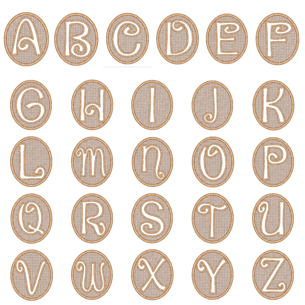 Elegant Embossed Alphabet 4x4--Set of 26 Designs