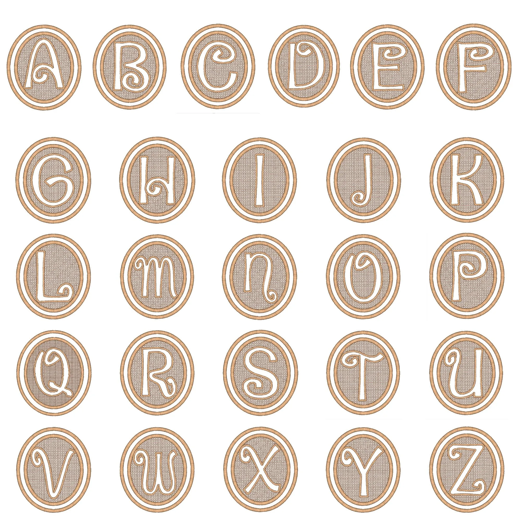 Elegant Embossed Alphabet 5x7--Set of 26 Designs