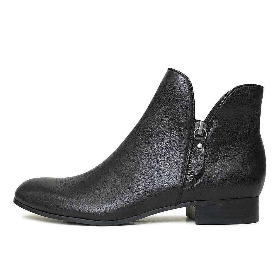 Faye Black/ Black Heel Leather Ankle Boots