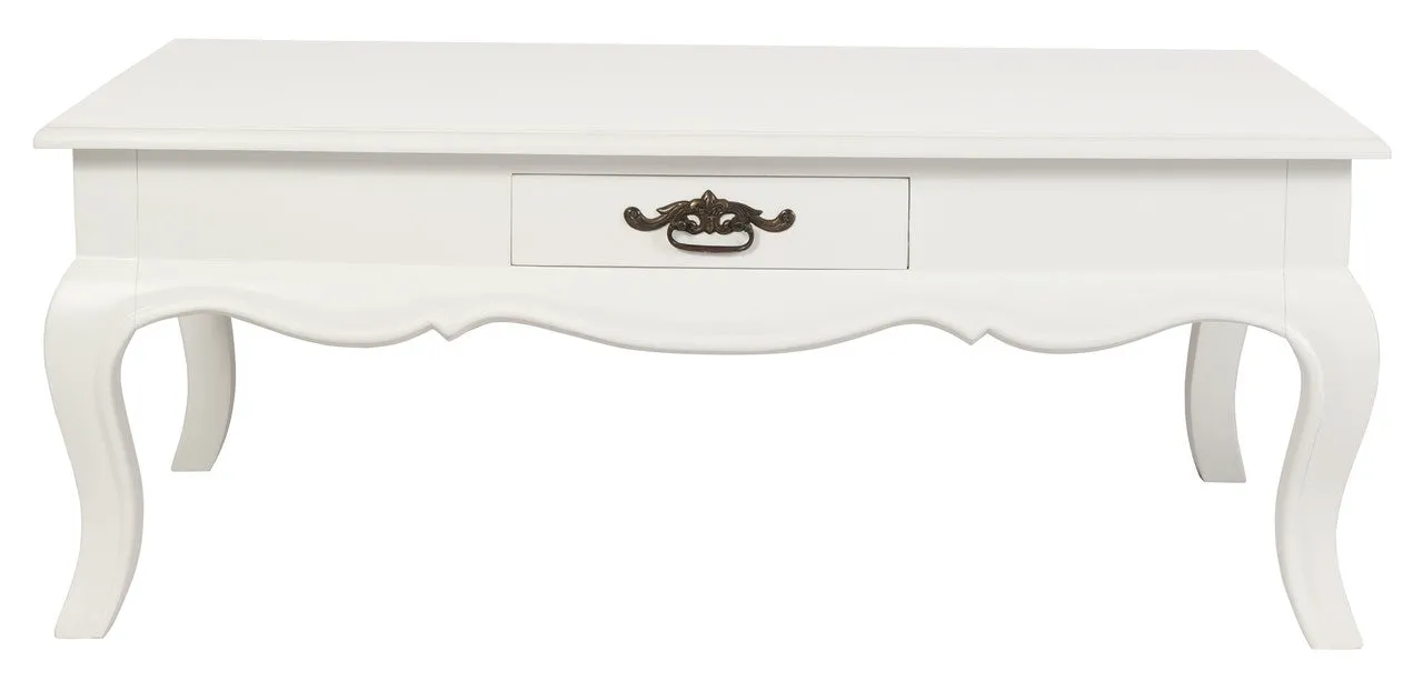 French Provincial 2 Drawer Coffee Table - White