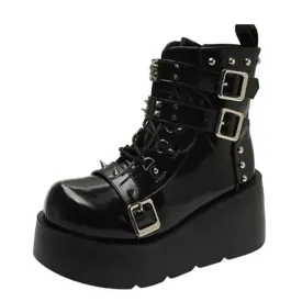 Funki Buys | Boots | Women's Gothic Platform Wedge Boots