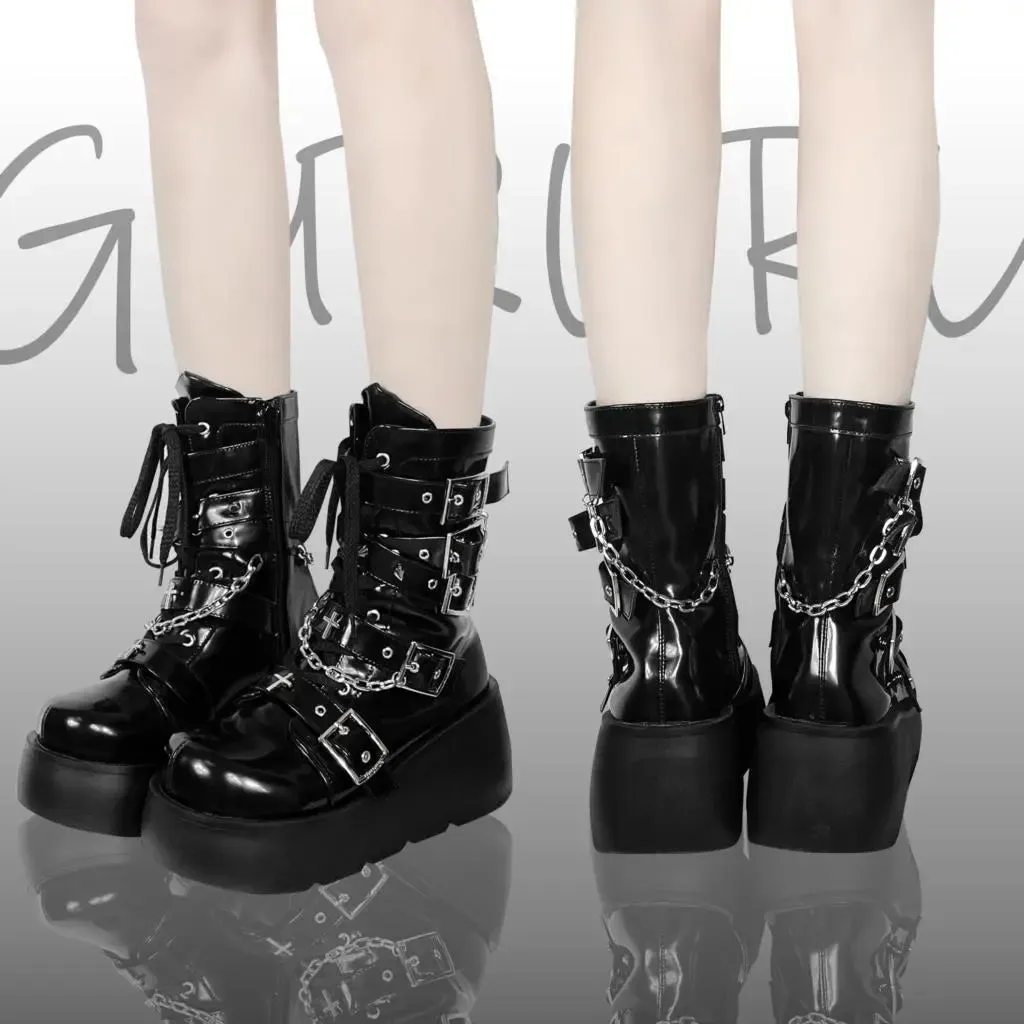 Funki Buys | Boots | Women's Gothic Platform Wedge Boots