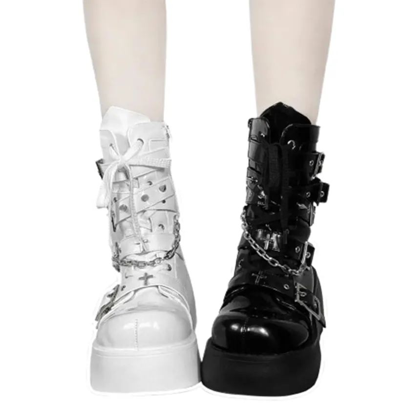 Funki Buys | Boots | Women's Gothic Platform Wedge Boots