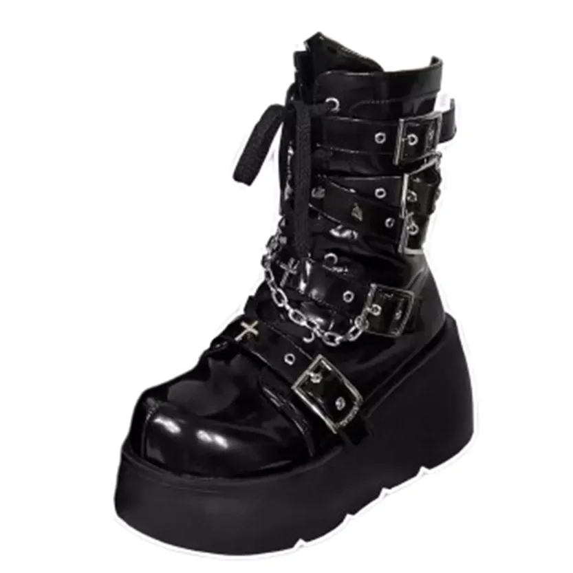 Funki Buys | Boots | Women's Gothic Platform Wedge Boots