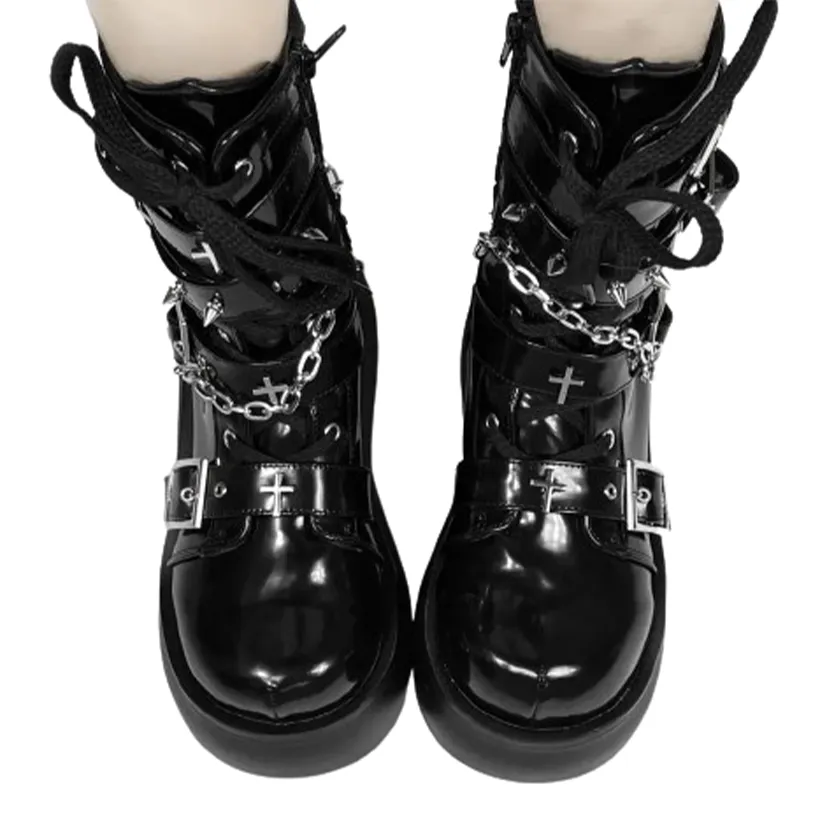 Funki Buys | Boots | Women's Gothic Platform Wedge Boots