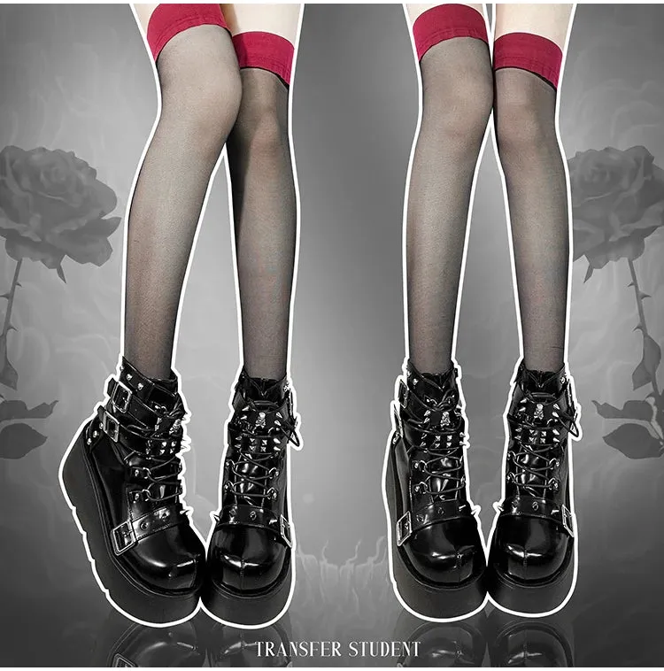 Funki Buys | Boots | Women's Gothic Platform Wedge Boots