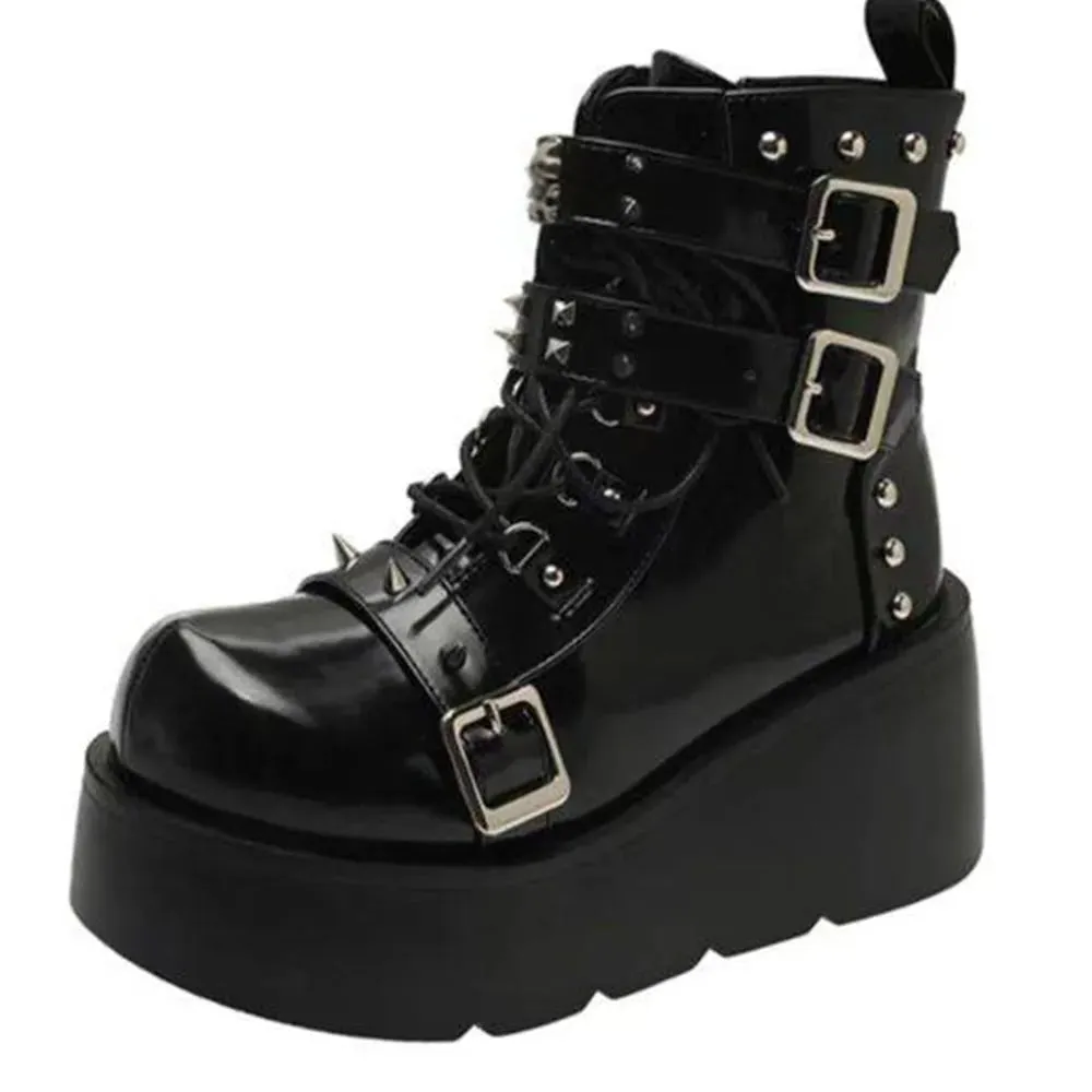 Funki Buys | Boots | Women's Gothic Platform Wedge Boots