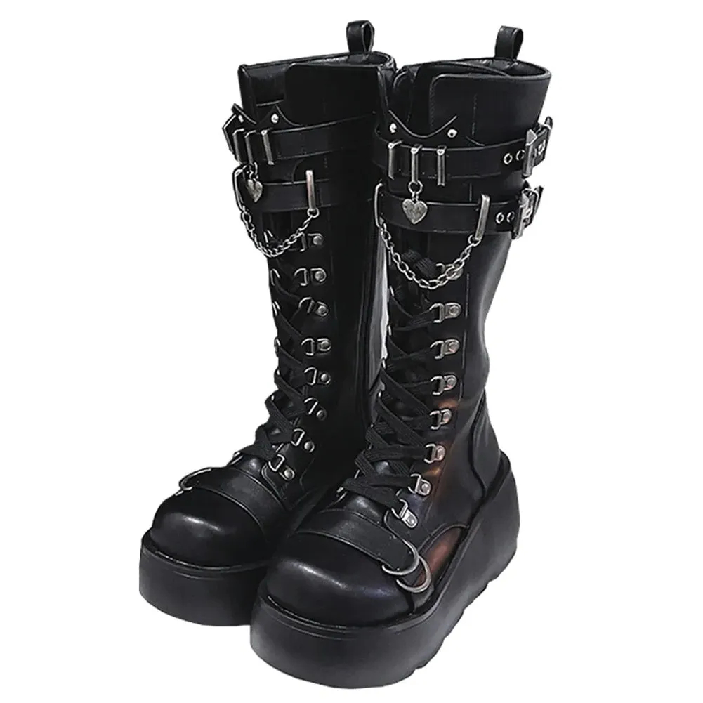 Funki Buys | Boots | Women's Gothic Platform Wedge Boots