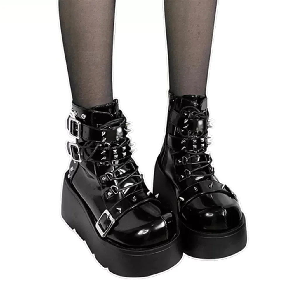 Funki Buys | Boots | Women's Gothic Platform Wedge Boots