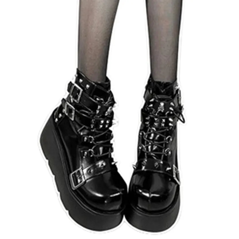 Funki Buys | Boots | Women's Gothic Platform Wedge Boots