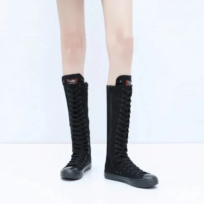 Funki Buys | Boots | Women's High Top Lace Up Canvas Boots