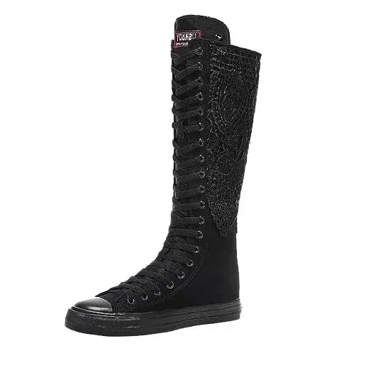 Funki Buys | Boots | Women's High Top Lace Up Canvas Boots