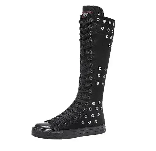 Funki Buys | Boots | Women's High Top Lace Up Canvas Boots