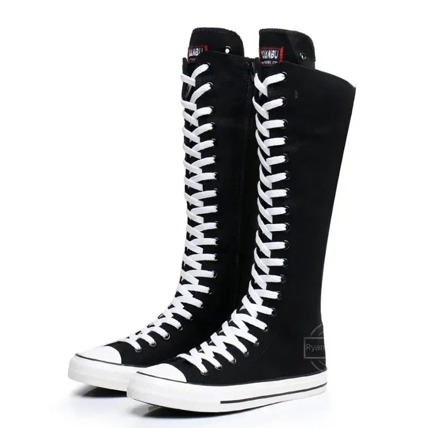 Funki Buys | Boots | Women's High Top Lace Up Canvas Boots