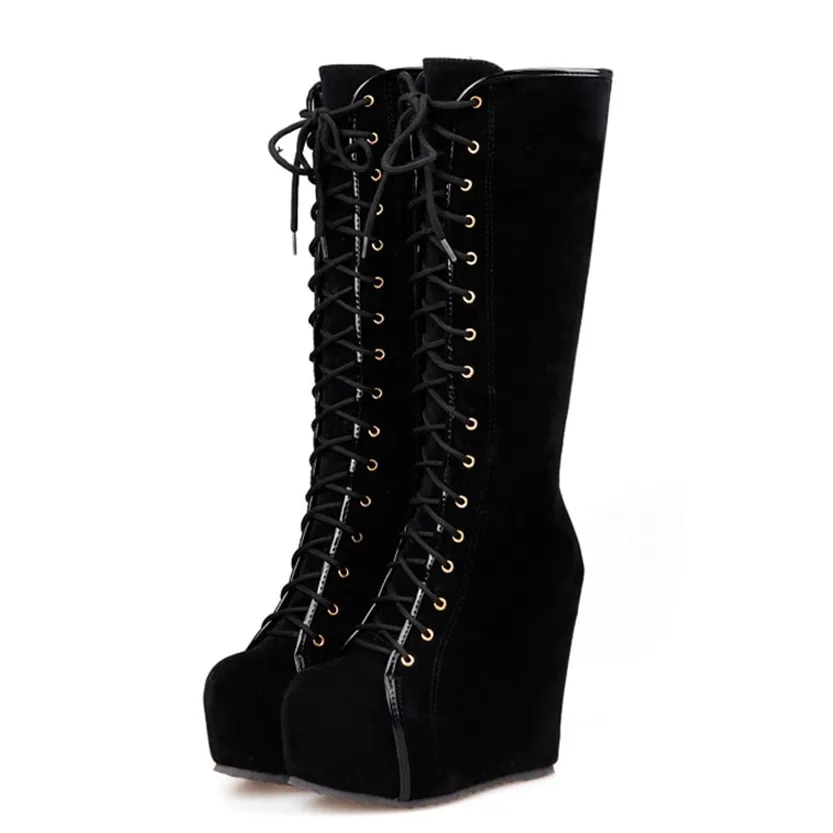 Funki Buys | Boots | Women's Pink Lace Up Suede Platform Boot