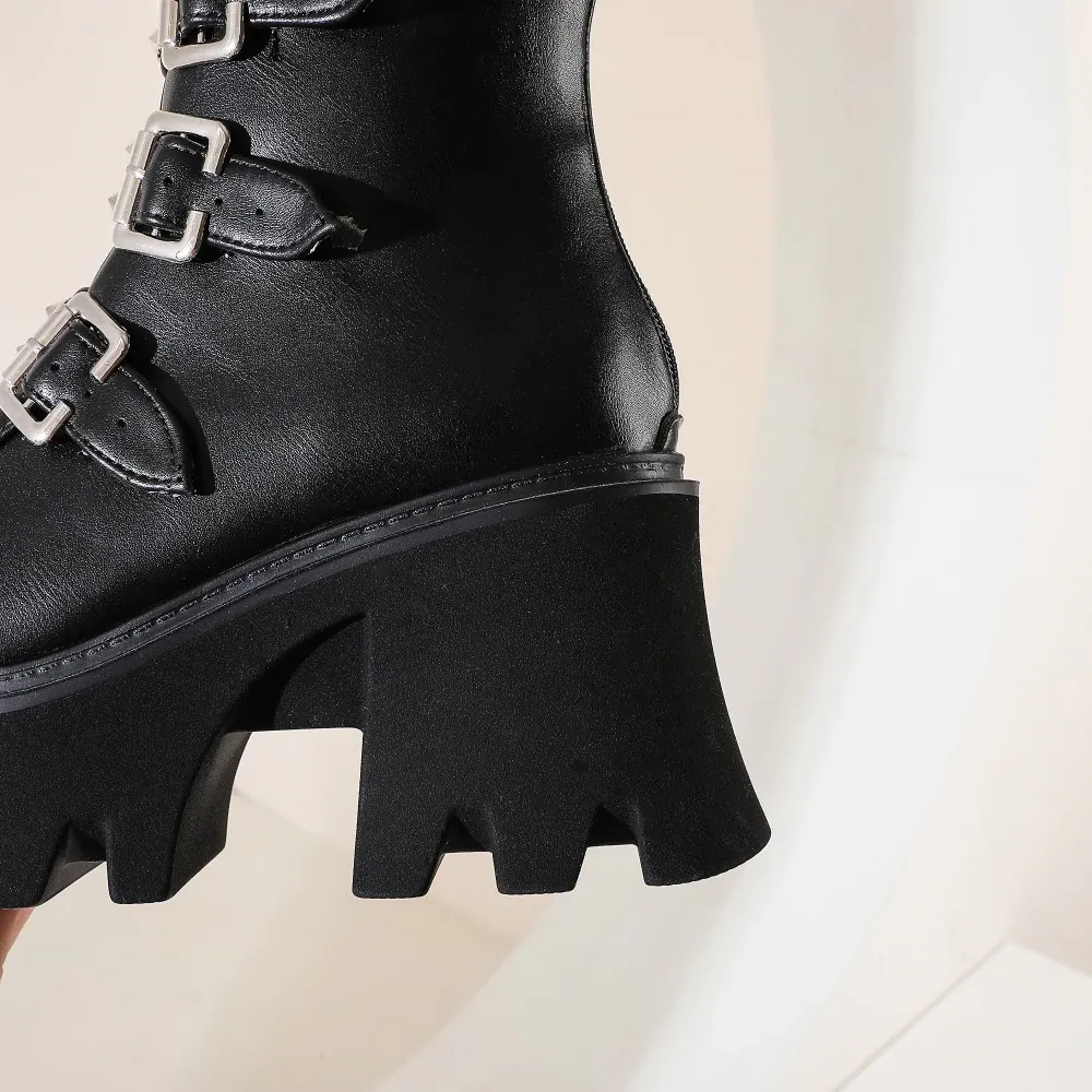 Funki Buys | Boots | Women's Platform Buckle Strap Wedges