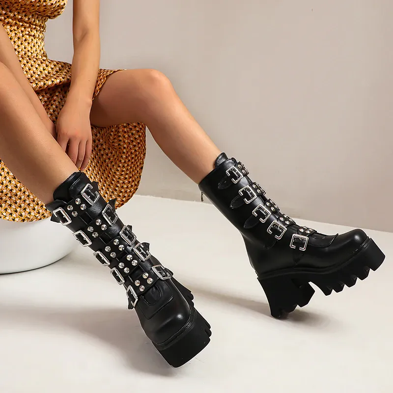 Funki Buys | Boots | Women's Platform Buckle Strap Wedges