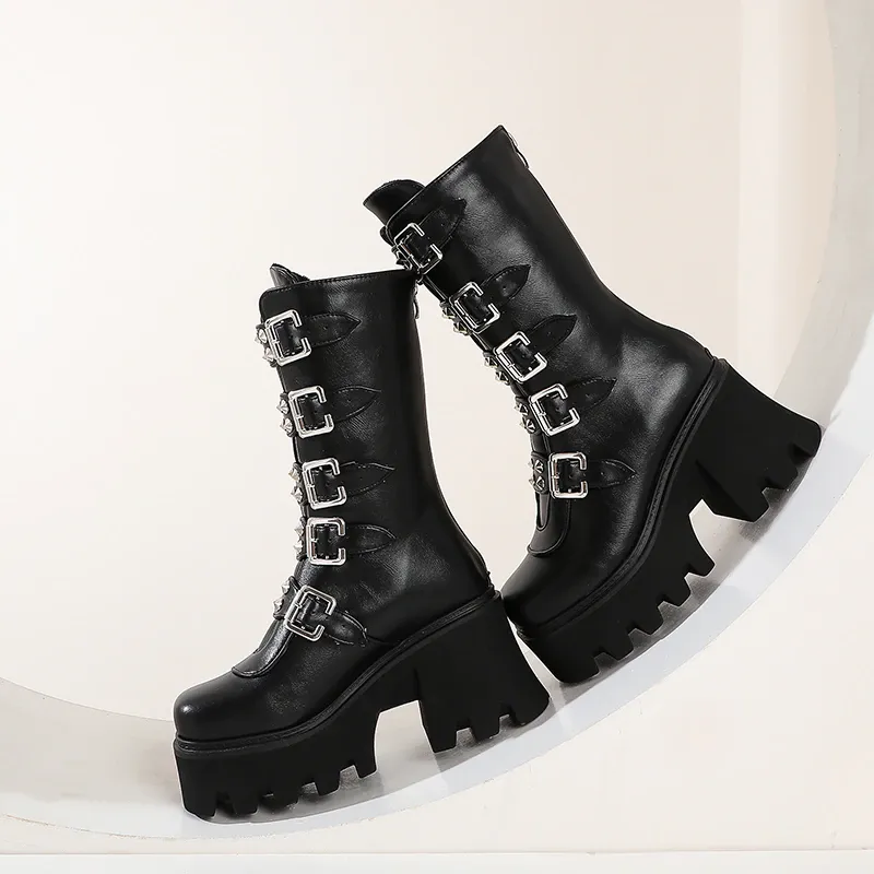 Funki Buys | Boots | Women's Platform Buckle Strap Wedges