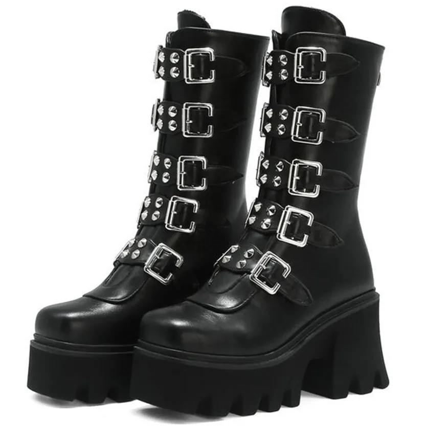 Funki Buys | Boots | Women's Platform Buckle Strap Wedges