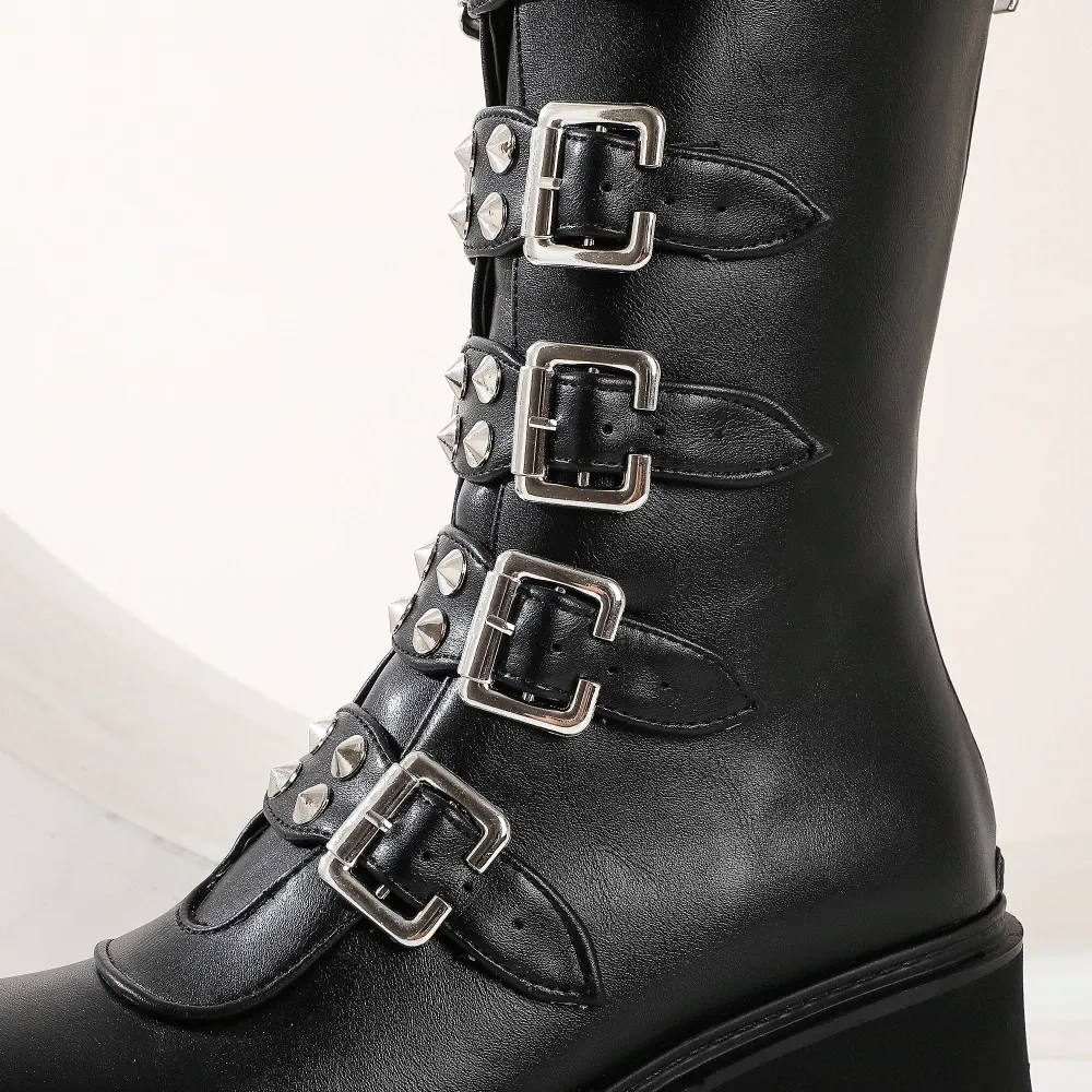 Funki Buys | Boots | Women's Platform Buckle Strap Wedges