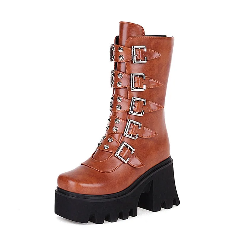 Funki Buys | Boots | Women's Platform Buckle Strap Wedges