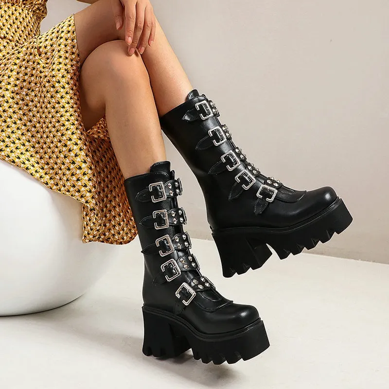 Funki Buys | Boots | Women's Platform Buckle Strap Wedges