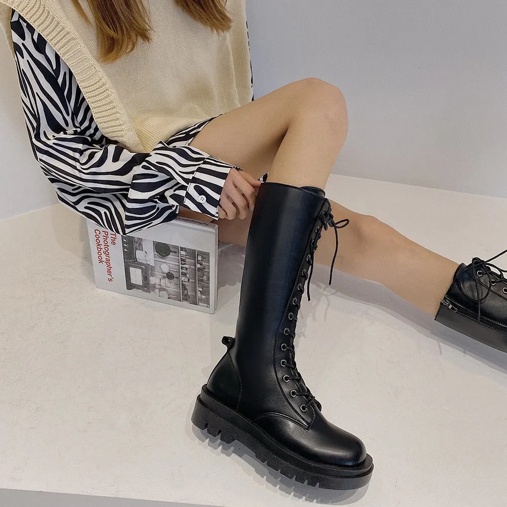 Funki Buys | Boots | Women's White Gothic Punk Lace Up Boots