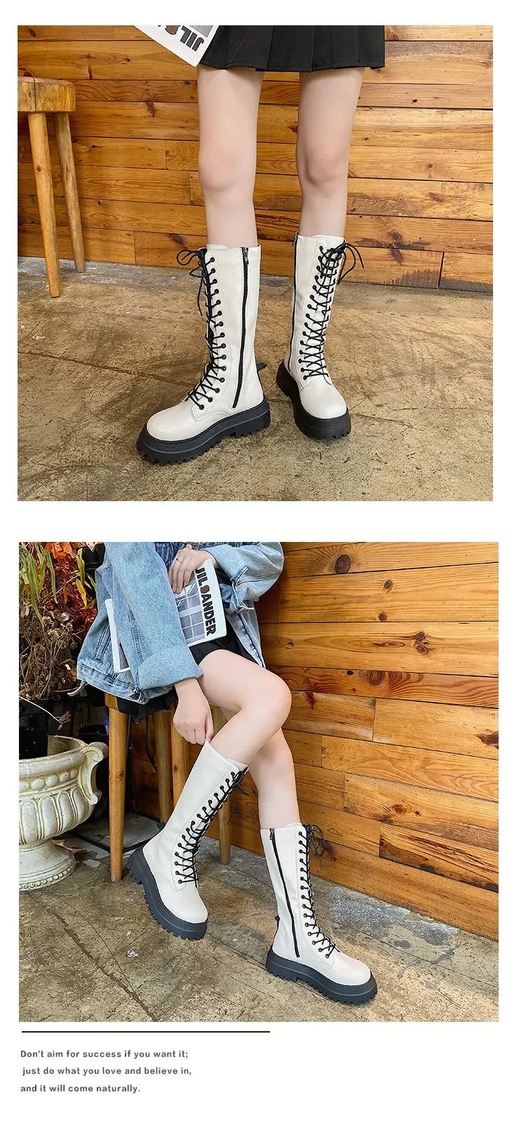 Funki Buys | Boots | Women's White Gothic Punk Lace Up Boots